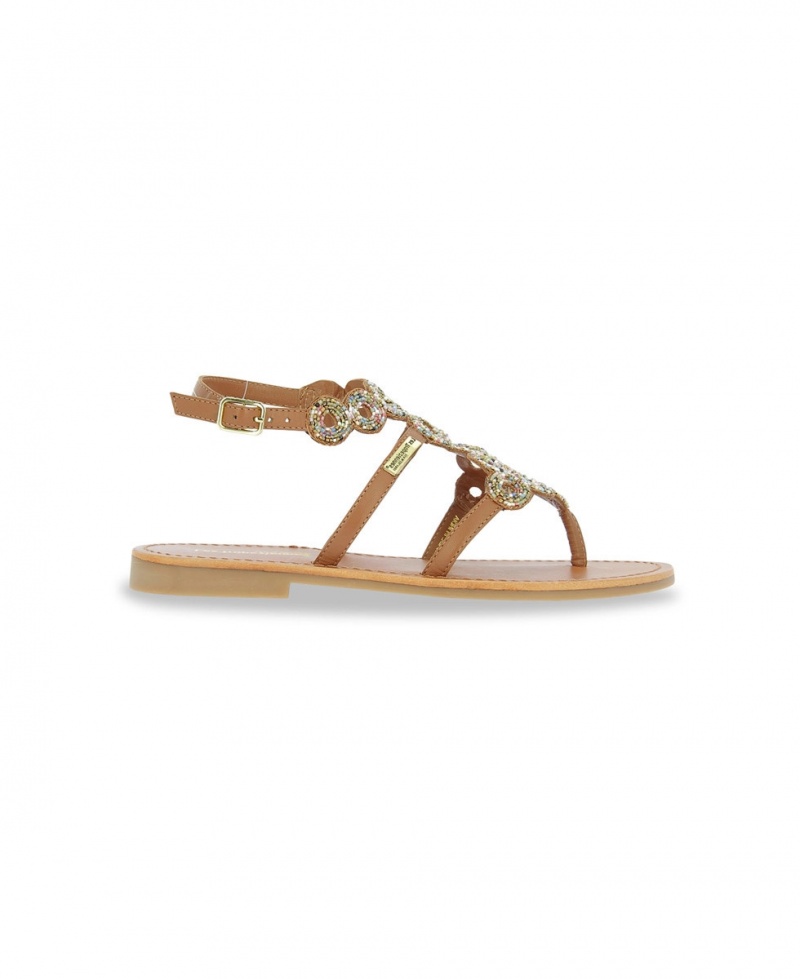 Sandales à entre-doigts Les Tropeziennes OPHYNEA Ankle-strap Tan Multico Femme|THCU-79036209